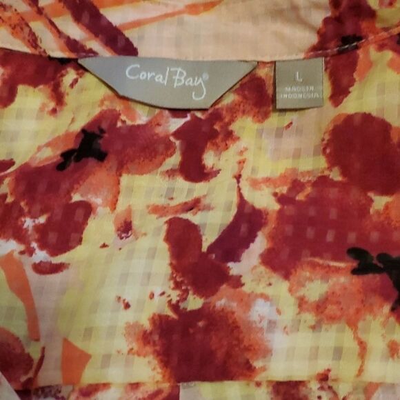 Coral bay multi color abstract long sleeve blouse - Picture 3 of 9